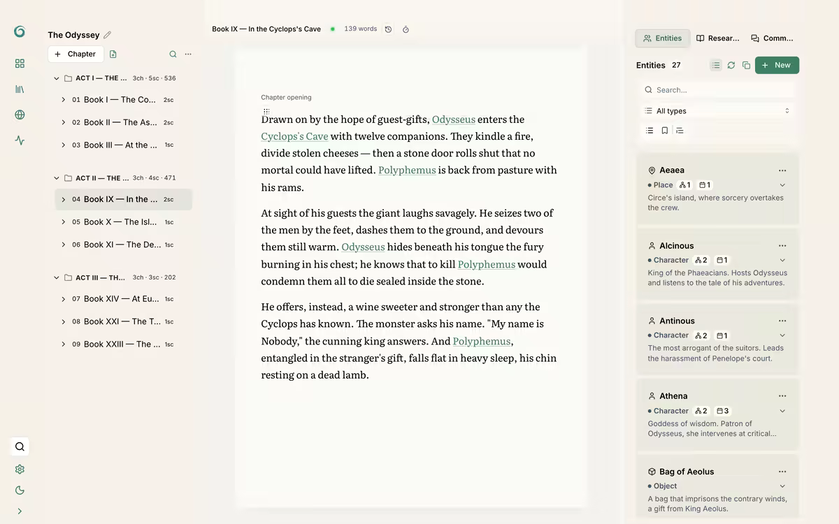 Inkthar editor in focus mode