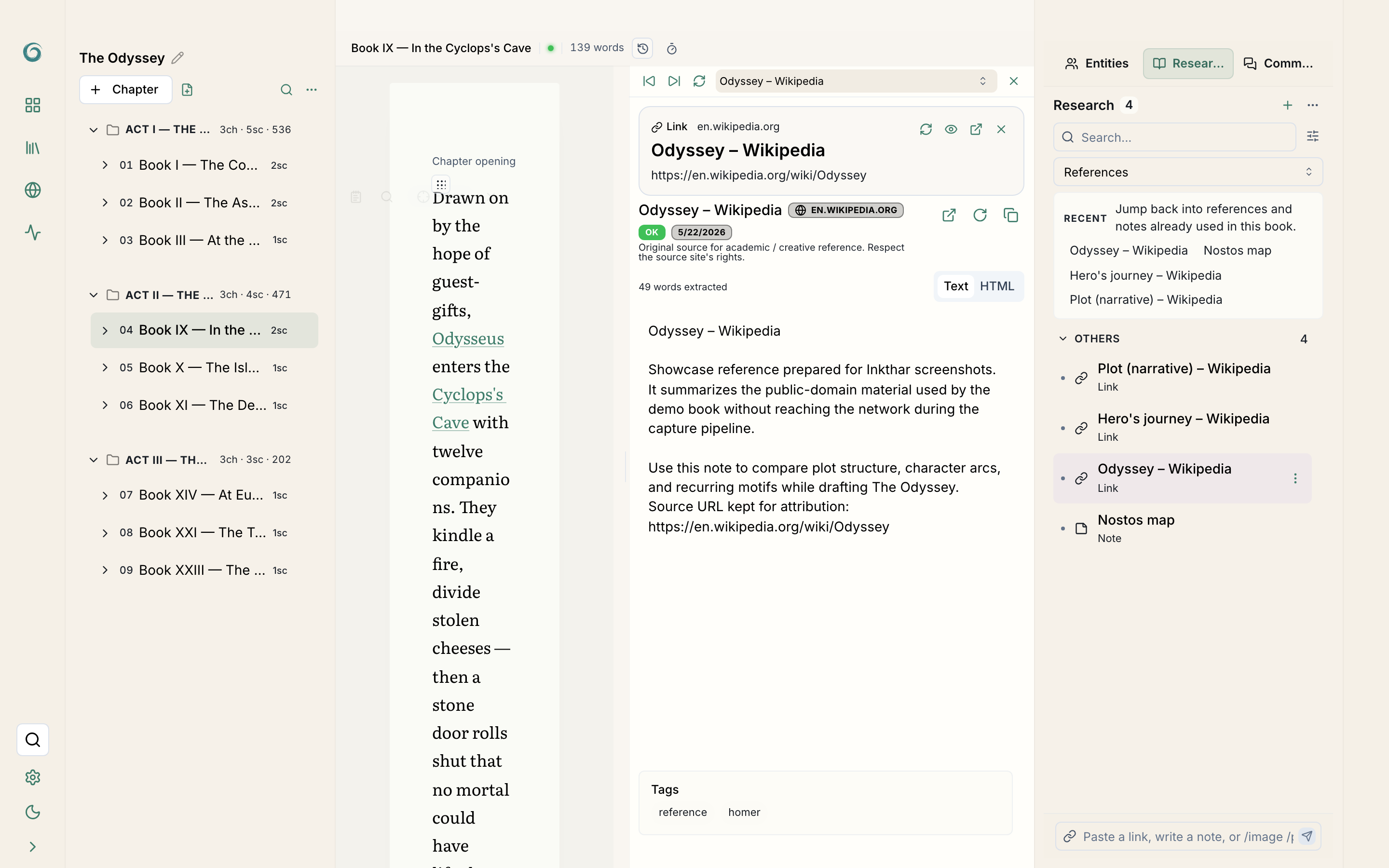 Link reader displaying clean article text with metadata